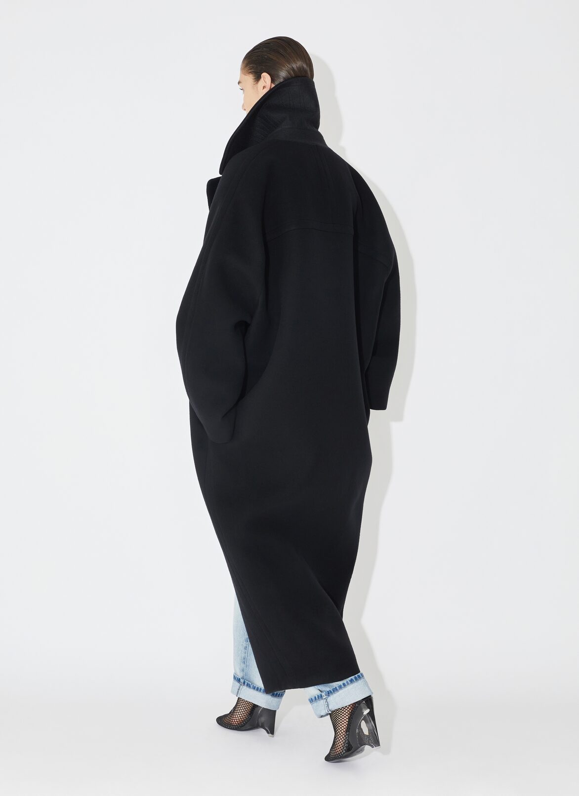 MANTEAU LONG EN LAINE ALAÏA MANTEAU LONG EN LAINE NOIR